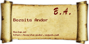 Bozsits Andor névjegykártya