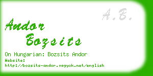 andor bozsits business card